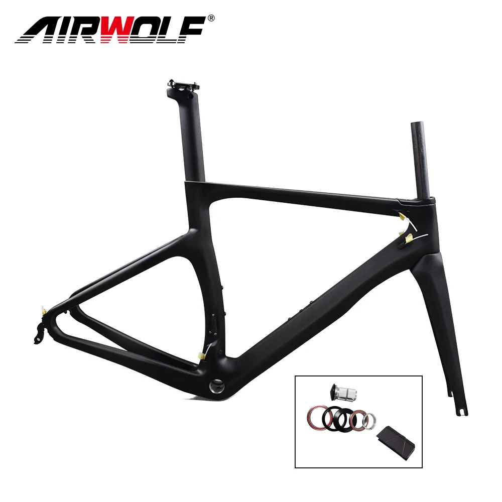 AIRWOLF T1100 Carbon Fibre Road Bike Frame V Brake Bicycle Frameset XS/S/M/L/XL 
