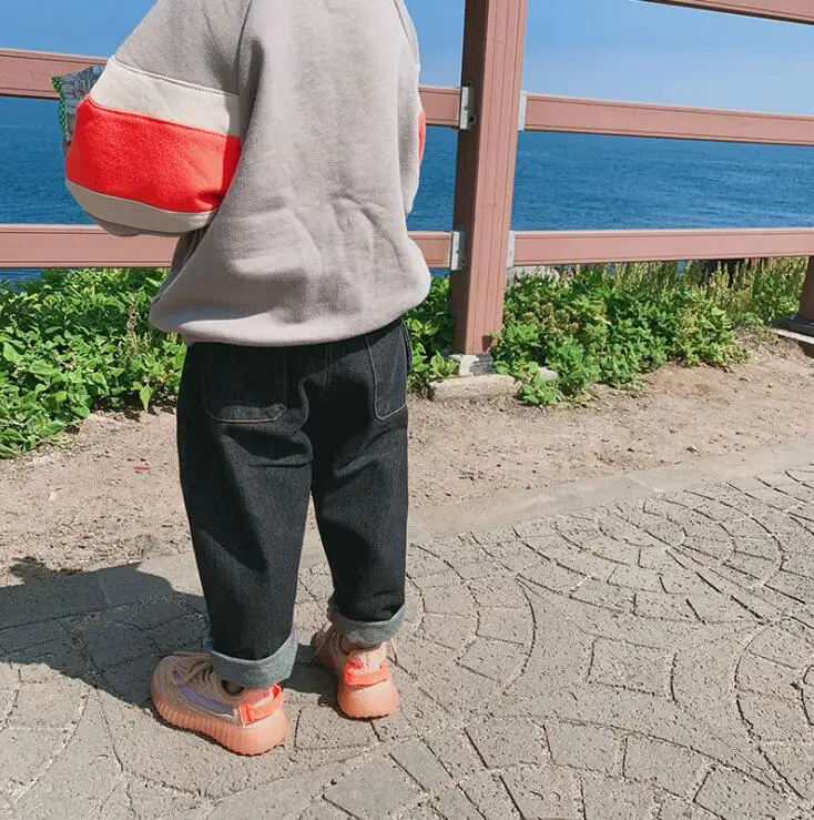 New Stylish Girls Boys Denim Pocket Pants Autumn Fashion Kids Jean Pants 1-6 Years