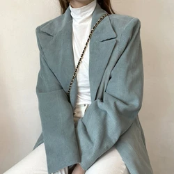 Acolchoado de Veludo Blazer Mulheres Coreano Moda Solta Turn Down Collar Blazer Sólida Simples Top блейзер женский