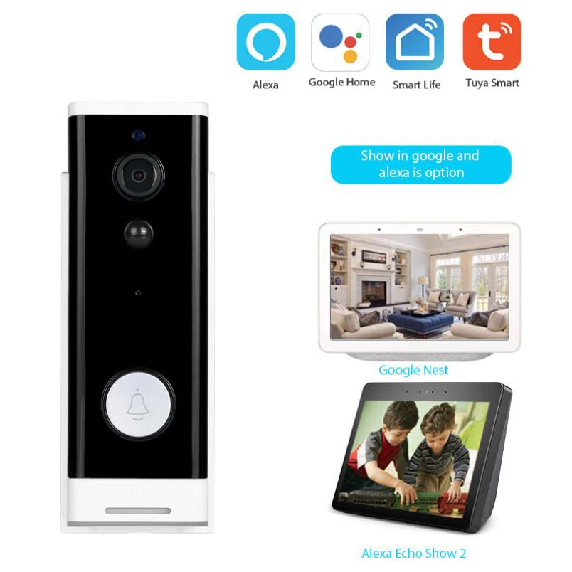 Set 2 Alexa Google Tuya умный видео дверной звонок 1080P WiFi видео домофон приложение дистанционное управление беспроводной дверной звонок камера Alexa Google домашний монитор - Цвет: Set 2 Alexa Google