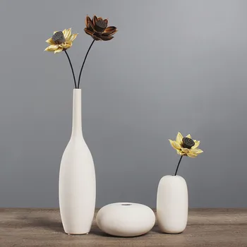 

White Vase Ceramic Jewelry Nordic Style Dried Flowers Artificial Modern Table Living Room Decorative Porcelain Home Decor Items