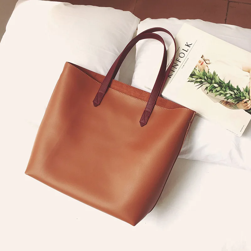 Dark Brown Сумка-тоут, корейский клатч, женская сумка-тоут, модная кожаная сумка, большие женские сумки, большие женские сумки, повседневный клатч, сумка-тоут, сумка на плечо, DS - Цвет: Dark Brown