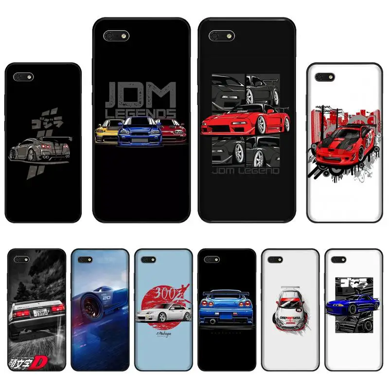Спортивный автомобиль jdm Дрифт ТПУ Черный чехол для телефона корпус Huawei Honor 7C 7A 8X 8A