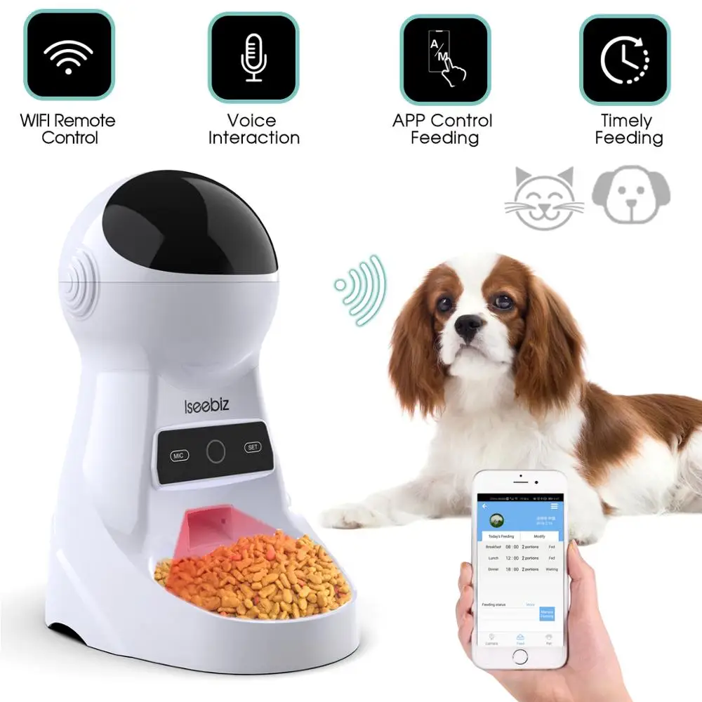 Pet Automatic Feeder Dog Cat Drinking Bowl With Voice Recording
