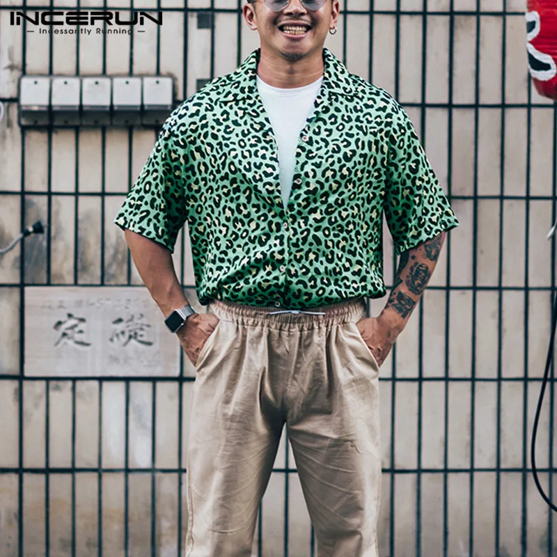 Summer Men Hawaiian Shirt Leopard Printed 2020 Short Sleeve Blouse Vacation Lapel Camisa Casual Streetwear Men Clothing INCERUN Summer Men Hawaiian Shirt Leopard Printed 2020 Short Sleeve Blouse Vacation Lapel Camisa Casual Streetwear Men Clothing INCERUN