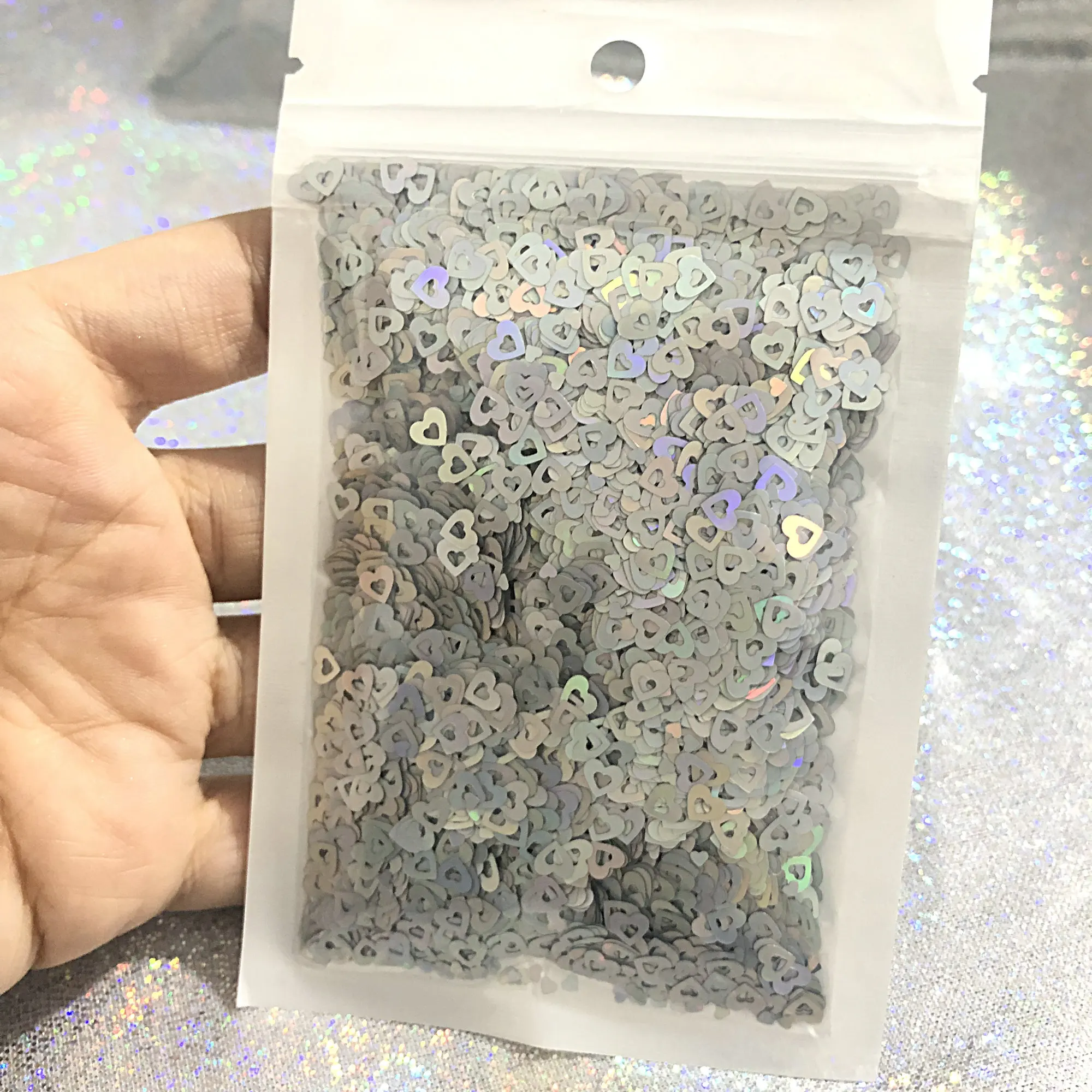 Голографическое полое сердце блестит DIY слизи Смола ювелирное наполнение Kawaii сердца Блестки УФ смола декор Блеск