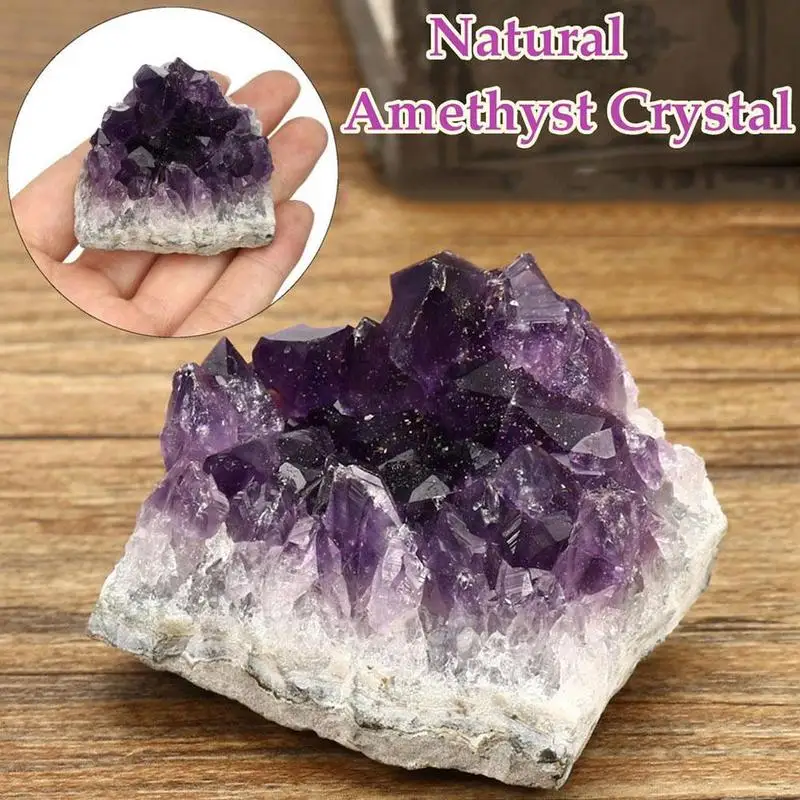 Натуральный Уругвайский аметист кварц с украшением в виде кристаллов фиолетовый
