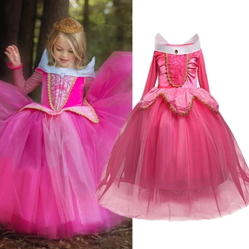 

Sleeping Beauty Dress for Girls Cosplay Party Dresses Ball Gown Kids Birthday Gift Fancy Princess Costume Long Sleeve Elsa Dress