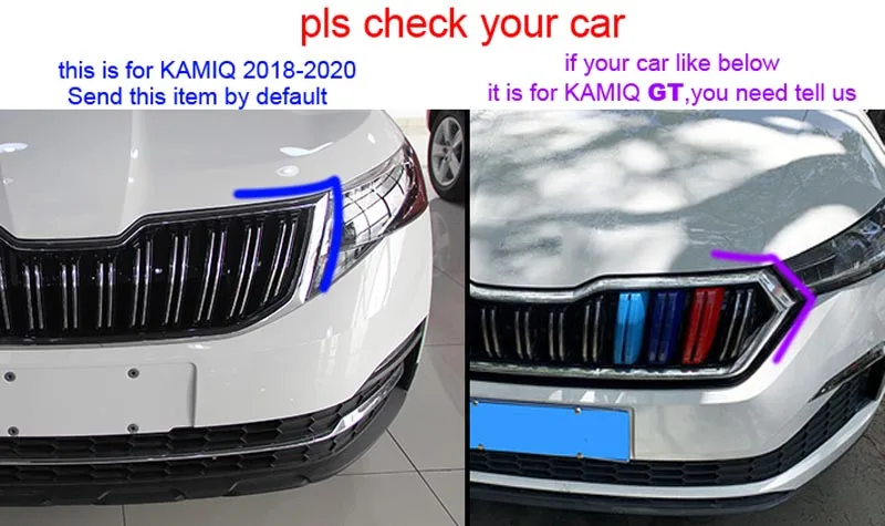 for SKODA KAMIQ 2018-2020 front grille triband Decorative strip