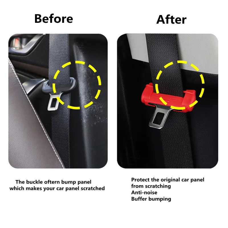 Seat Belt Covers Seat Belt Protector Car Seat Belt Accessory 2PCS Car Safety Belt Buckle Protector Silicone Anti-scratch Cover