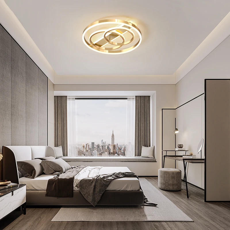 

Modern LED Ceiling lights gold finished Luminaire plafonnier circle ceiling lamp for living room Bedroom study room