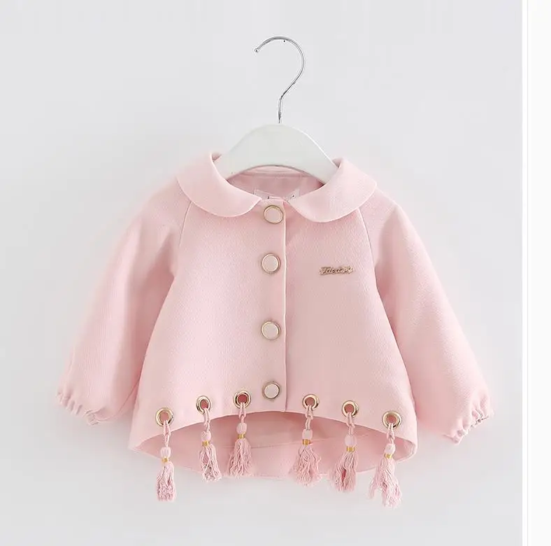 달콤하고 사랑스러운 핑크 소녀의 봄 가을 코트 트렌치 코트 1 