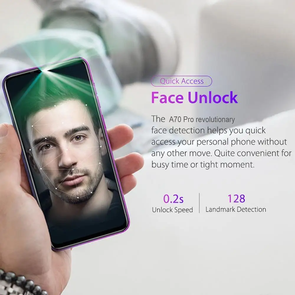 Новые смартфоны A70 Pro, 6 ГБ ОЗУ, 128 Гб ПЗУ, мобильные телефоны, Android 9,1, Распознавание отпечатков пальцев, разблокированные 6,7 HD+ 720x1560 мобильные телефоны