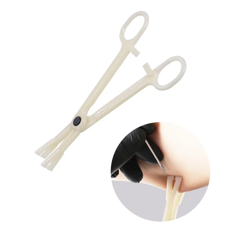 1pc Disposable White Flat Body Piercing Plier Body Ear Lip Piercing Clamp Forcep Tool Tattoo Accessories Equipment