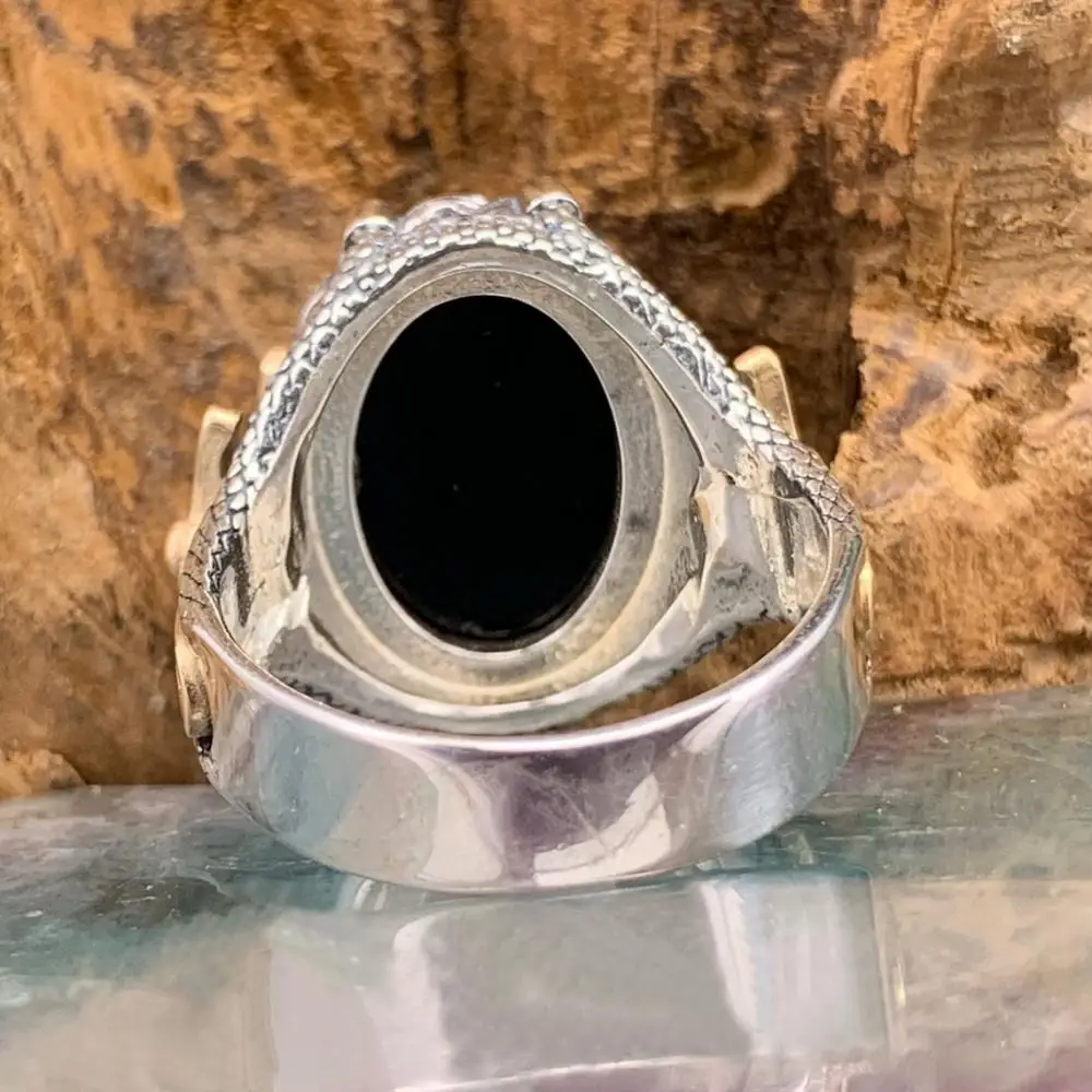 Vintage Punk Big Black Zircon Stone Rings for Men Women Gothic Octopus Scorpion Animals Punk Party Bike Jewelry Turkey Jewelry