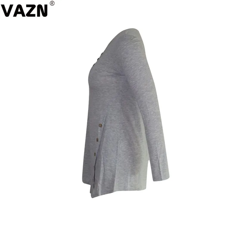 VAZN, серый цвет,, в стиле панк, свободная, однотонная, популярная, для девушек, v-образный вырез, элегантная, офисная, для женщин, Сексуальная футболка, тройники с длинным рукавом