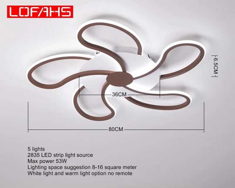 LOFAHS Modern Led Ceiling Light Remote Control For Bedroom living Room Kitchen brown large size LED Ceiling lamp - Цвет корпуса: 180-5 D80CM