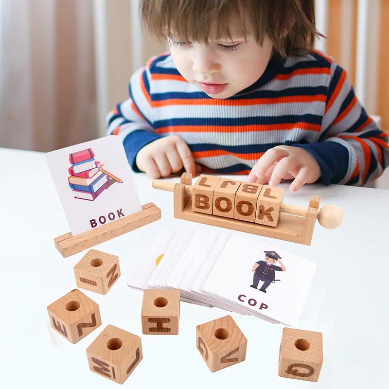 Wood Spelling Words Game Kids Early Education Toys for Children Wooden Montessori English Alphabet Letter Toy | Игрушки и хобби