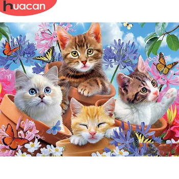 

HUACAN DIY Diamond Painting 5d Cat Home Decor Diamond Embroidery Animal Mosaic Needlework New Arrival