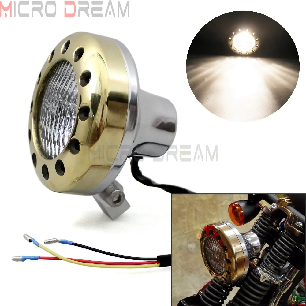 Винтажная однотонная фара с ободком латунного цвета для мотоцикла H4 12v Halo лампы передние фары E-mark E4 для Harley Chopper Bobber Sportster 883 Iron