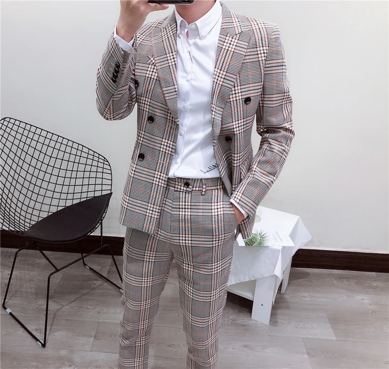 Роскошный клетчатый Мужской Блейзер, Новинка осени, Anzug Herren Vestito Uomo, мужской Клетчатый дизайнерский мужской блейзер с узором