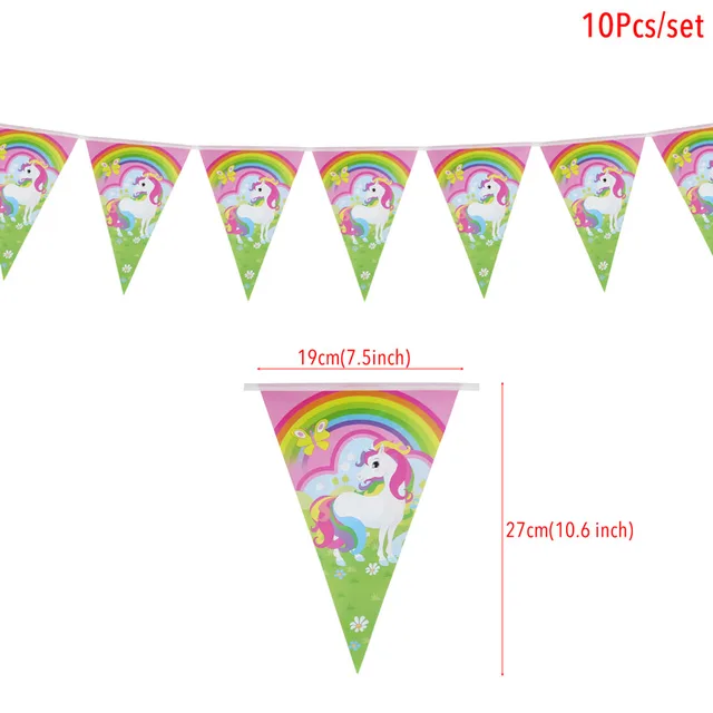 Paper Unicorn 1st Birthday Banner Happy Birthday Party Decorations Kids Little Mermaid Flag Baby Shower Banner Wedding Garland Rainbow Unicorn