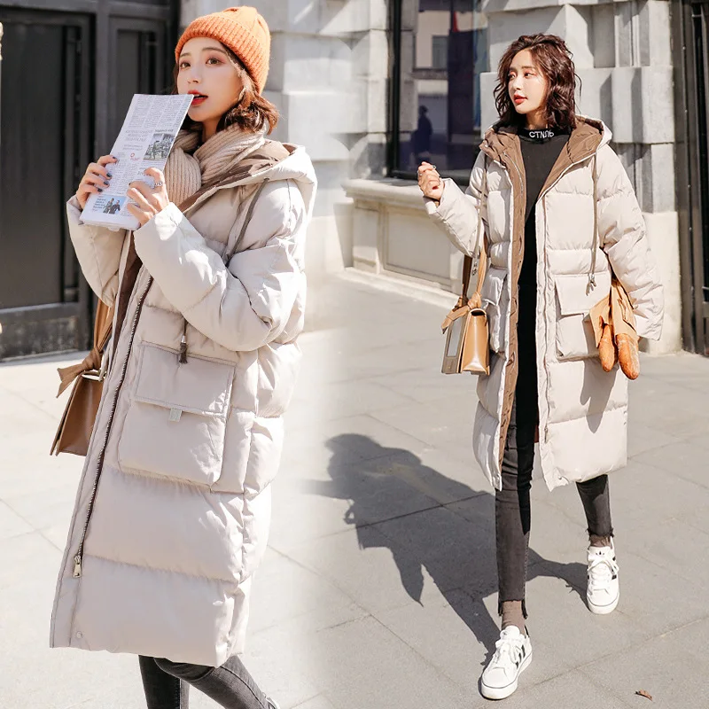

Cotton Coat 2018 Winter Mid-length Long Sleeve Korean-style Simple Versatile Thick Warm Fashion Hooded