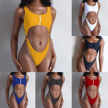 

One-piece swimsuit 2020 sexy umbilical leak one-piece Lady solid color swimsuit 0092