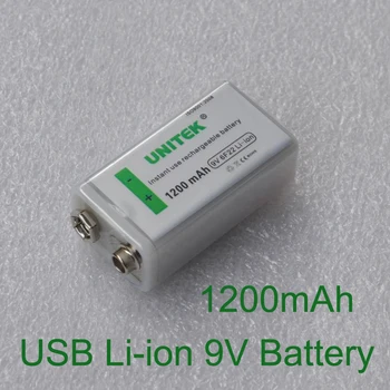 

1PCS USB 9V Li-ion Rechargeable Battery 1200mAh 6F22 lithium ion cell for KTV microphone Guitar EQ smoke alarm multimeter