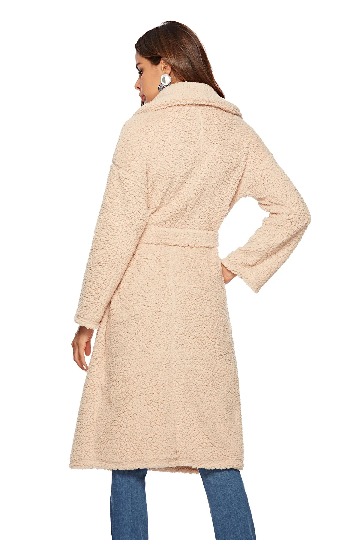 Осенне-зимнее женское пальто из искусственного меха, Повседневная теплая куртка с отложным воротником большого размера, Женская Длинная Верхняя одежда Fourrure Femme