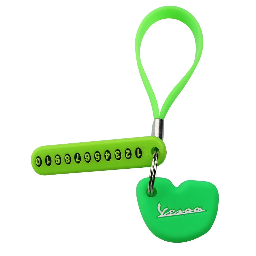 Silicone Car Key Cover Case Key Chain with Phone Number Card for Vespa Piaggio New Fly 3vte 125 Gts 200 Keychain Car-Styling