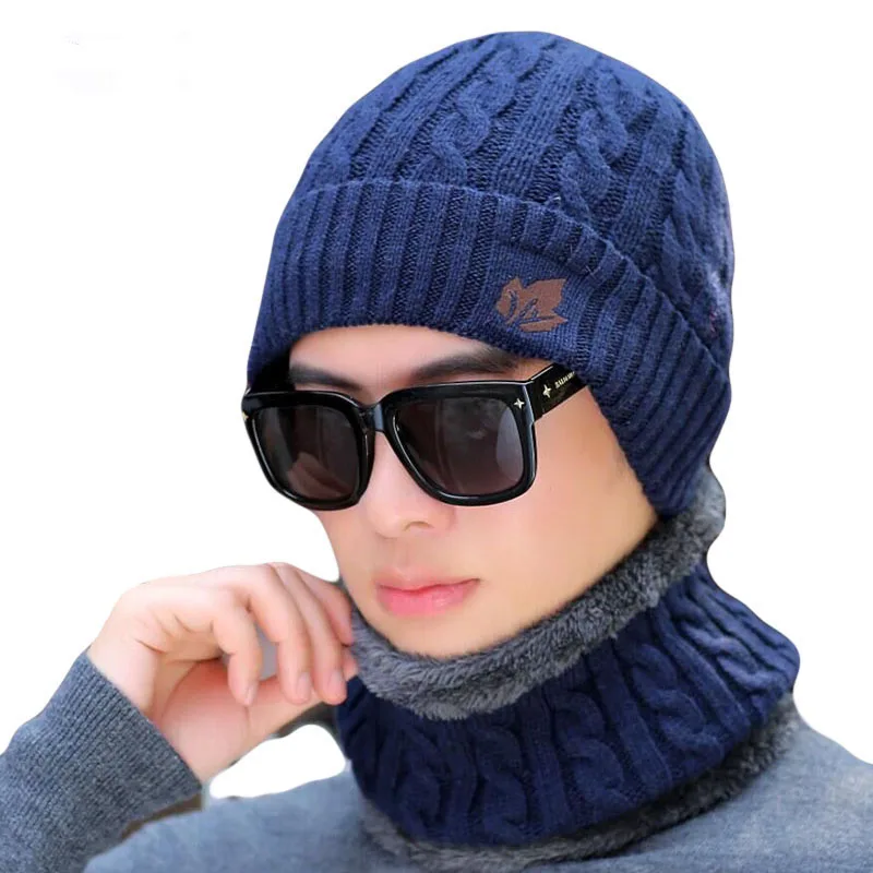 Модная мужская теплая зимняя шапка, шарф, набор Beanie вязанные шапочки Skullies Beanies мягкая Балаклава шапка для женщин кленовый лист вязаные шапки