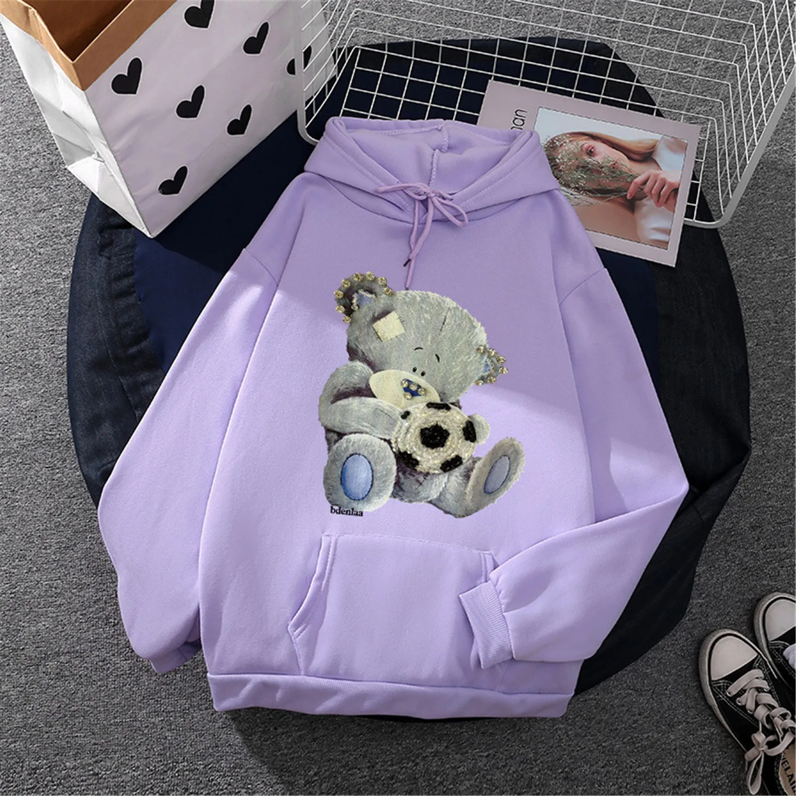 Kawaii Sweatshirts Hoodies Women's Fashion Long Sleeve Cute Animal Printed Hoodie Loos Blouse Top Oversized Sweatshirt Harajuku 1