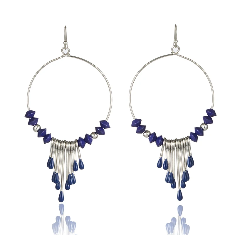 

vintage blue beads antique big fashion earrings 2019 tassels hoop Dangle Drop Earrings for Women party gifts Jewelry Accessories