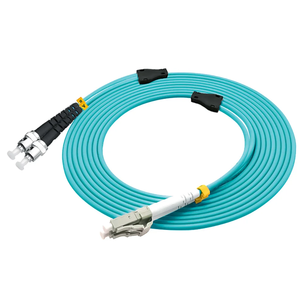 

100Meters LC-ST Indoor Armored Duplex 10 Gigabit 50/125 Multi-mode Fiber Optical Cable OM3 Aqua 10GB LC to ST Patch Cord Jumper