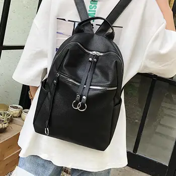 

Girls Female School Shoulder Bag Bagpack mochila Women Solid Color Large Capacity Dual Zipper Student Backpack Soft School Bag