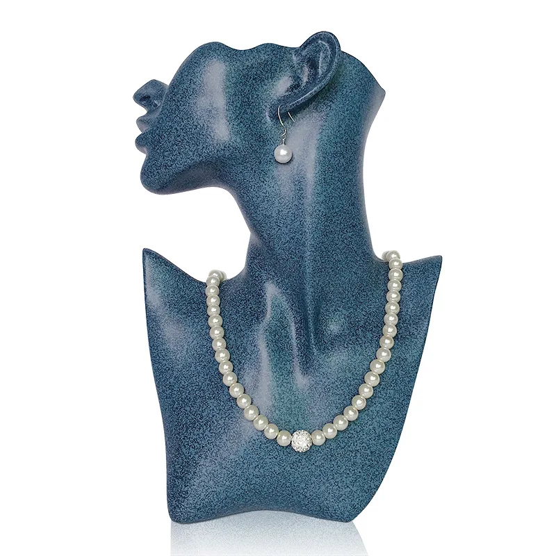 H-0007 Манекен ювелирные изделия на волосы стойки Опора головное ожерелье держатель для ювелирных изделий Ожерелье& Серьги Дисплей - Цвет: Blue