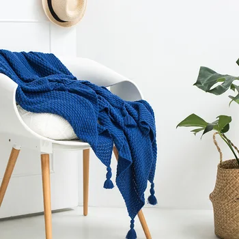 

Cozy Home Cotton Knitting Throw Blanket Blanket Sofa Couch Decoration Nap Blanket Bed Cover Blanket With Tassels 130x170cm