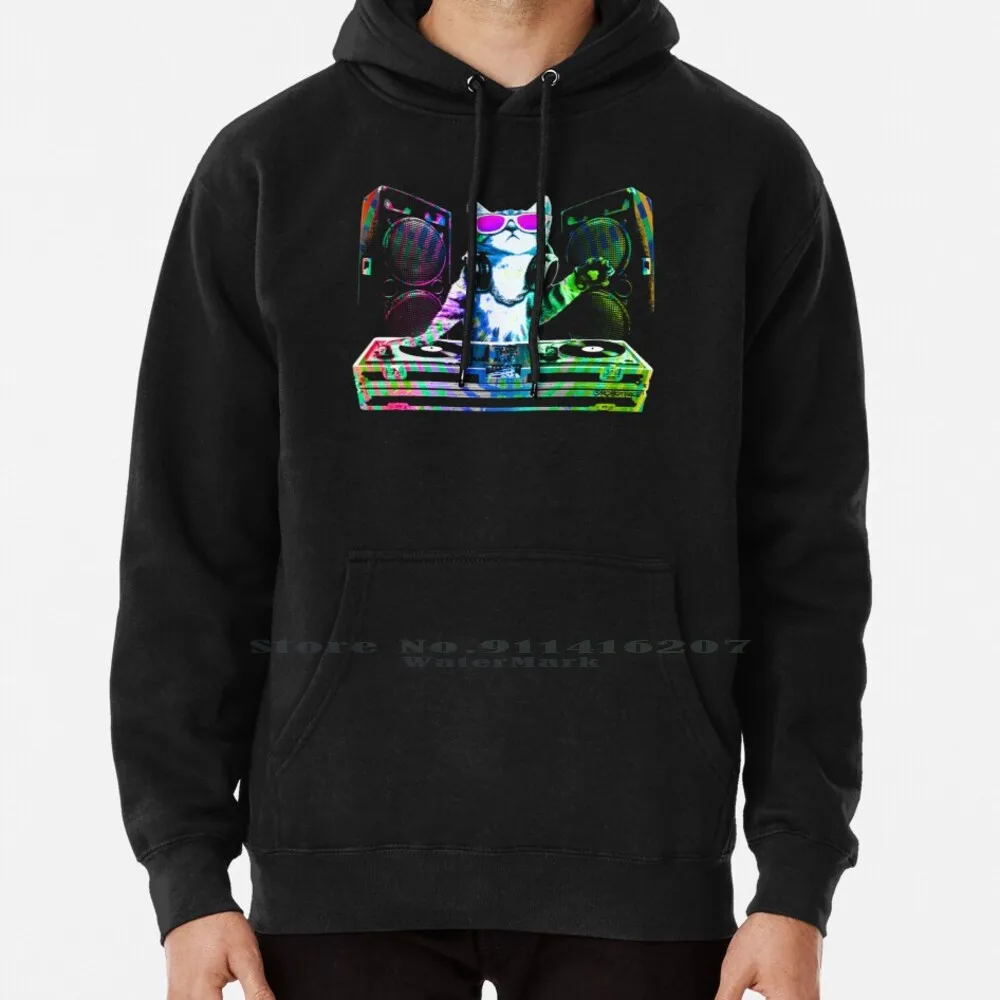 

House Cat ( That Dj Kitty ) Hoodie Sweater 6xl Cotton Records Turntables Dj Cat Music Cat Cat With Glasses Dejay Cat Funny Cat
