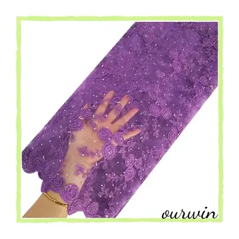 

Lilac purple guipure cord lace fabric metallic african wedding lace fabric with stones embroidery lace fabric for women dresses