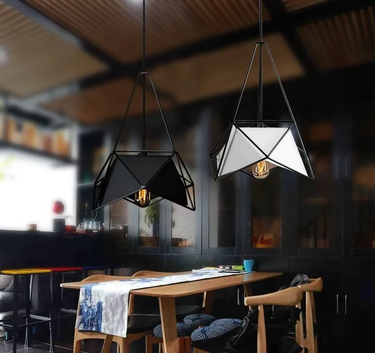 network wind loft droplight new restaurant droplight personality contracted polyhedral geometry art chandelier black pendant light