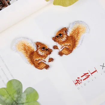 

one set embroidery patch squirrel animal cartoon patches for bag hat badges applique patches for clothing GU-560