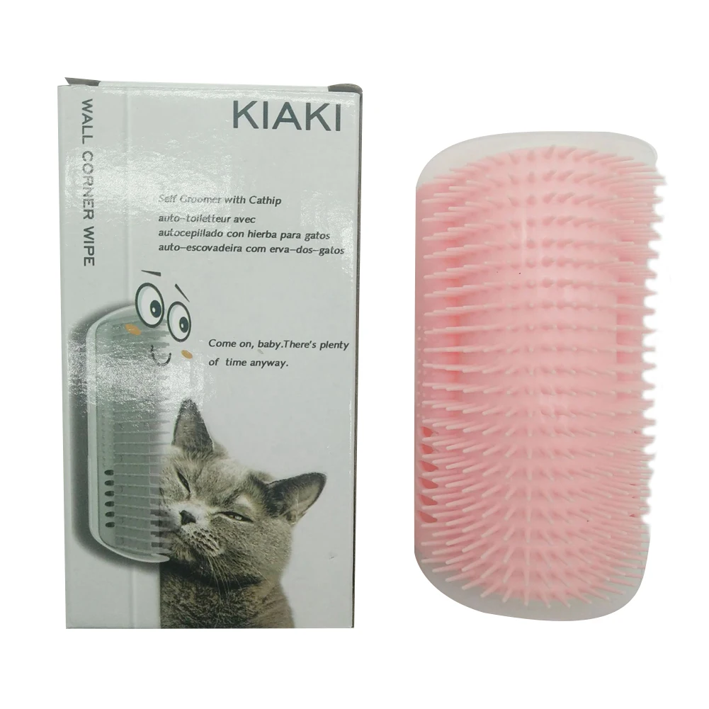 Lengthen Cat Corner Petting Post Massage Brush Rubbing Device Cat Tickle Toy Massage Brush Cat Rubbing Face Scratching Device 