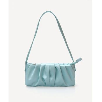 

Velvet Handbag Designer Pleated Underarm Shoulder Bag Ladies Baguette Shape Bag Purse Women Hand Bag Bolsa de hombro