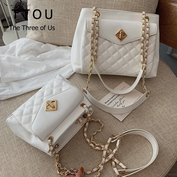 

TTOU Fashion Women Shoulder Bag Quality Leather Soft Diamond Lattice Messenger Bags Luxury Ladies Chian Bag Crossbody Bags