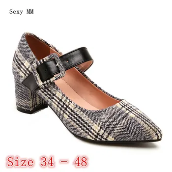 

Square High Heel Shoes Women Pumps Stiletto Woman Office Career Shoes High Heels Plus Size 34 - 40 41 42 43 44 45 46 47 48