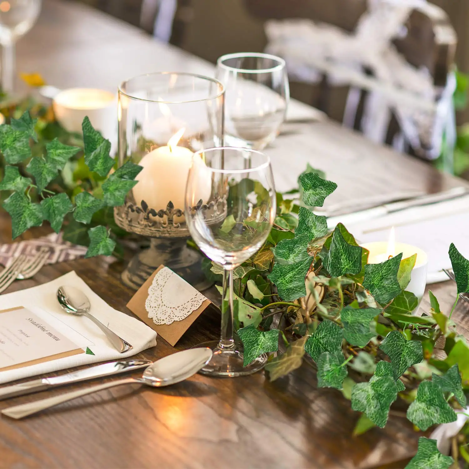 Alambre de hierro de 7 metros para decoración navideña del hogar,  enredadera de hoja verde, coronas de flores decorativas para boda, plantas  artificiales baratas