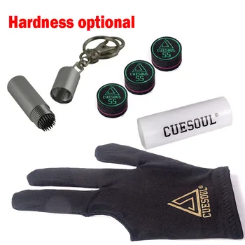 

CUESOUL Billiard Accessories 3PCS Pool Cue Tip And Tools For Snooker Diameter 14mm 9 Layer Baked Pig Leather