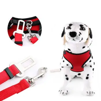 

Pet Dog Harness Leash With Adjustable Straps Pet Harness With Car Automotive Seat Safety Belt Dog Chest Straps Breathable Mesh