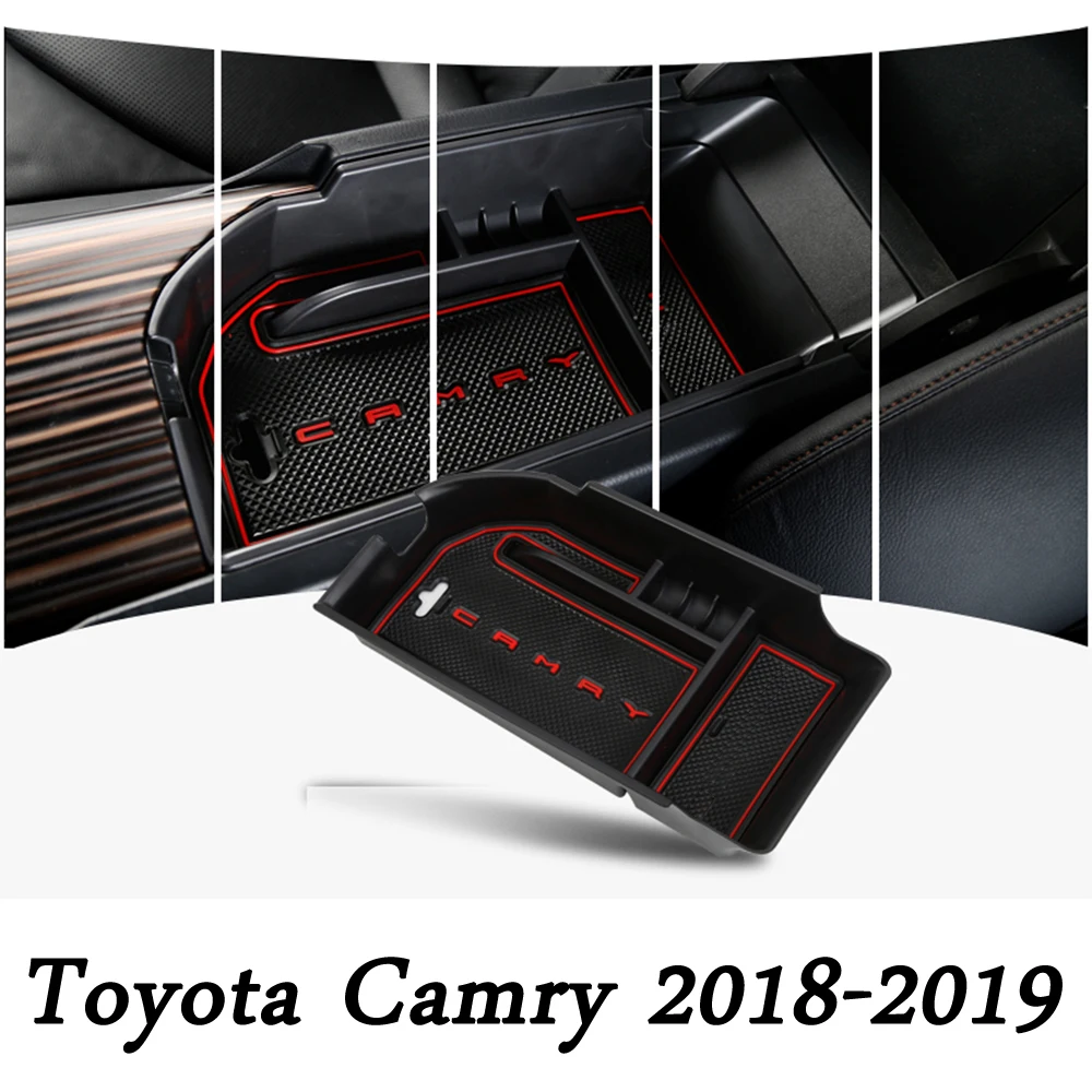 Online Para Toyota Camry 70 XV70 8th 2018 2019 reposabrazos caja de almacenamiento caja de guantes bandeja caja de almacenamiento organizador Auto Interior accesorios